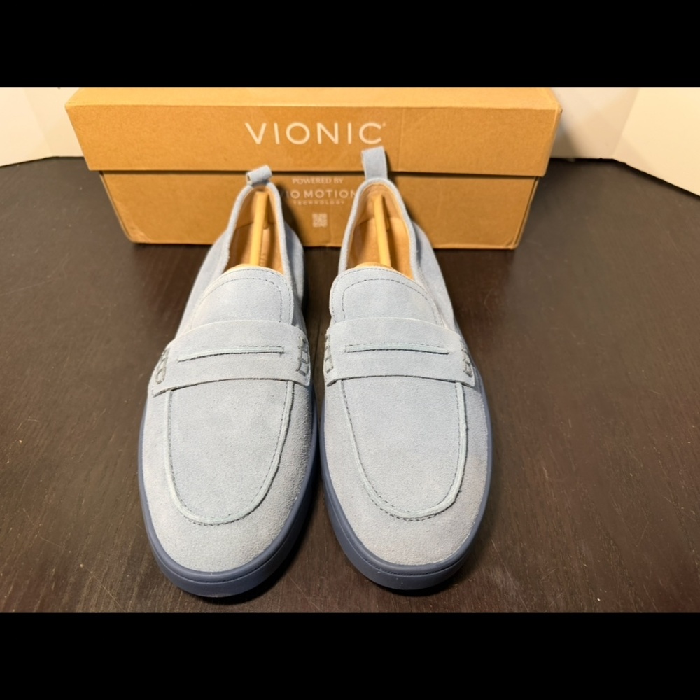 Vionic Chantel Suede Leather Loafer Shoes Blue Haze Womans 9W (Wide) - Picture 5 of 16